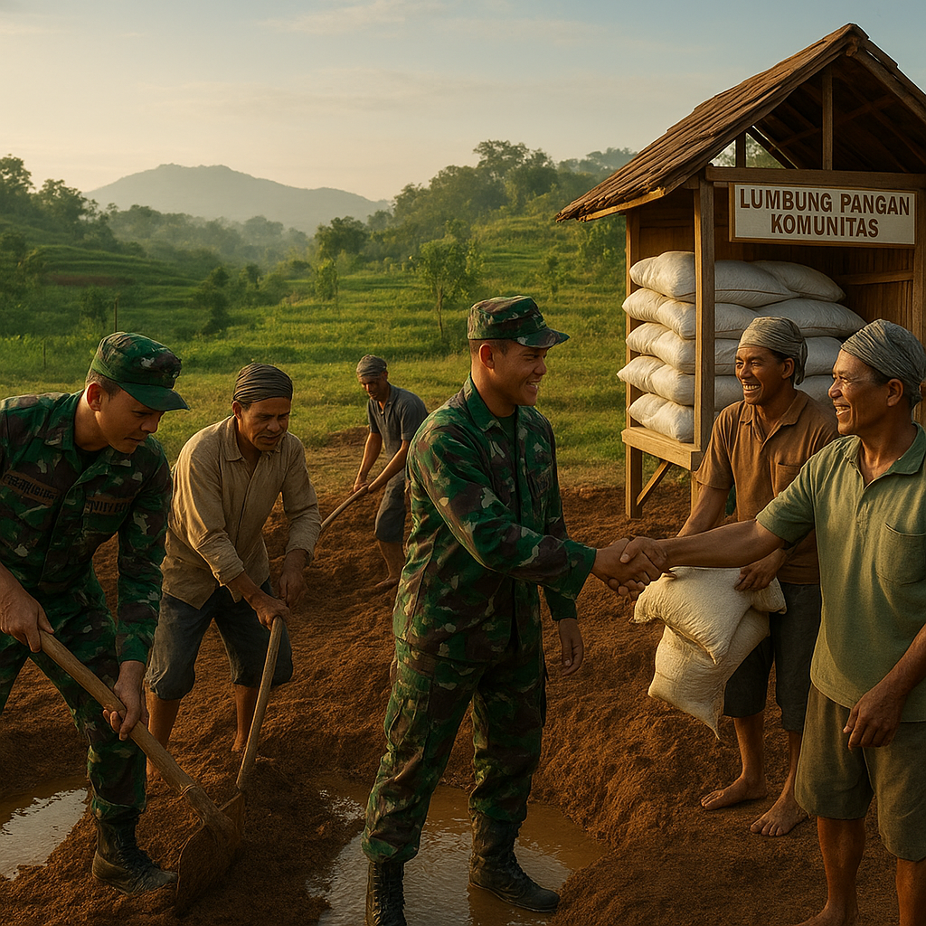 Kemitraan TNI AD dengan Petani Perbatasan Bangun Lumbung Pangan dan Konservasi Air