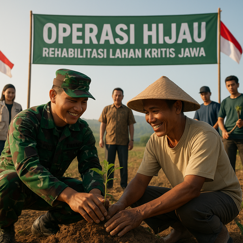 Konsorsium Militer-TNI AD Gelar 'Operasi Hijau' untuk Rehabilitasi Lahan Kritis di Jawa