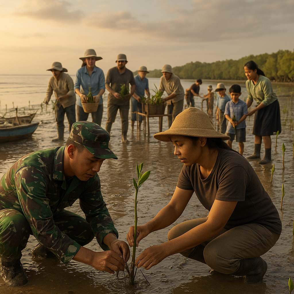 Kolaborasi TNI dengan Masyarakat untuk Restorasi Mangrove di Pesisir Jawa