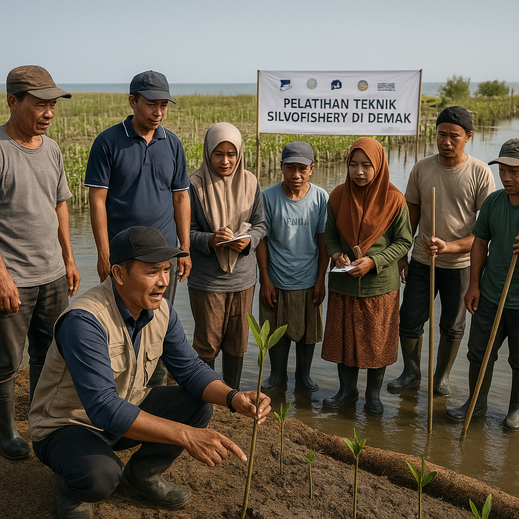 Pelatihan Teknik Silvofishery di Demak Wujudkan Tambak Ramah Lingkungan dan Tangguh Iklim