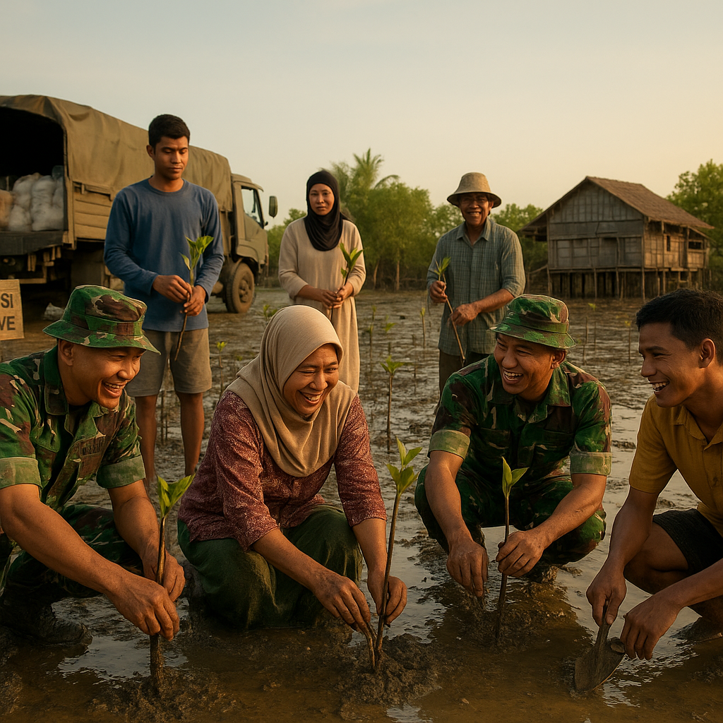 Kolaborasi TNI AD dengan Masyarakat Pulihkan Ekosistem Mangrove Pesisir