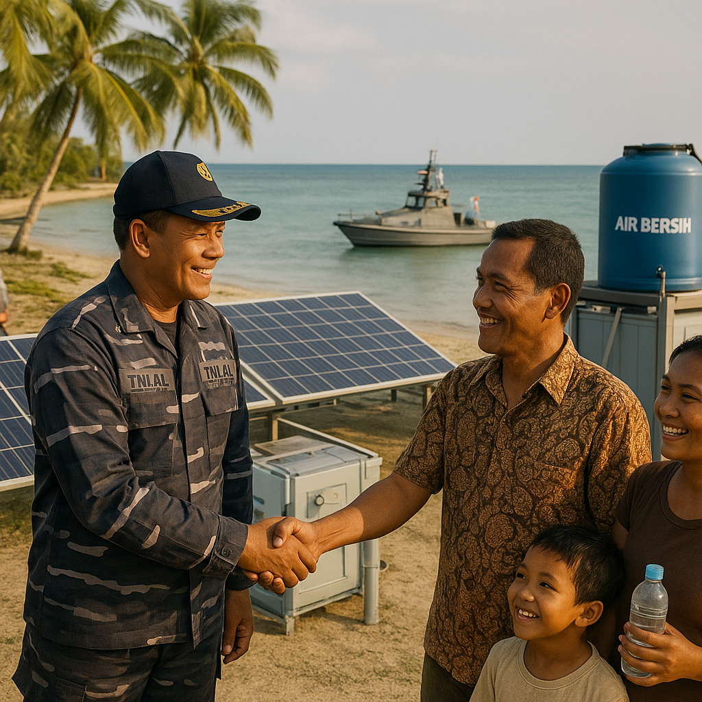 Kolaborasi TNI AL dan Masyarakat Pulau Terpencil Kembangkan Energi Surya dan Air Tawar Mandiri