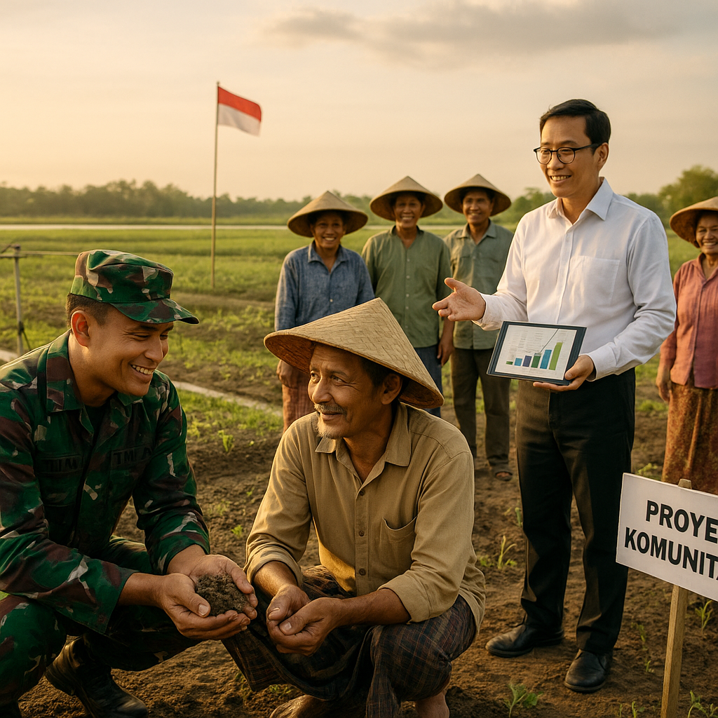 Kolaborasi TNI AD dan Petani Kembangkan Lahan Rawa Pasang Surut Menjadi Lumbung Pangan Nasional