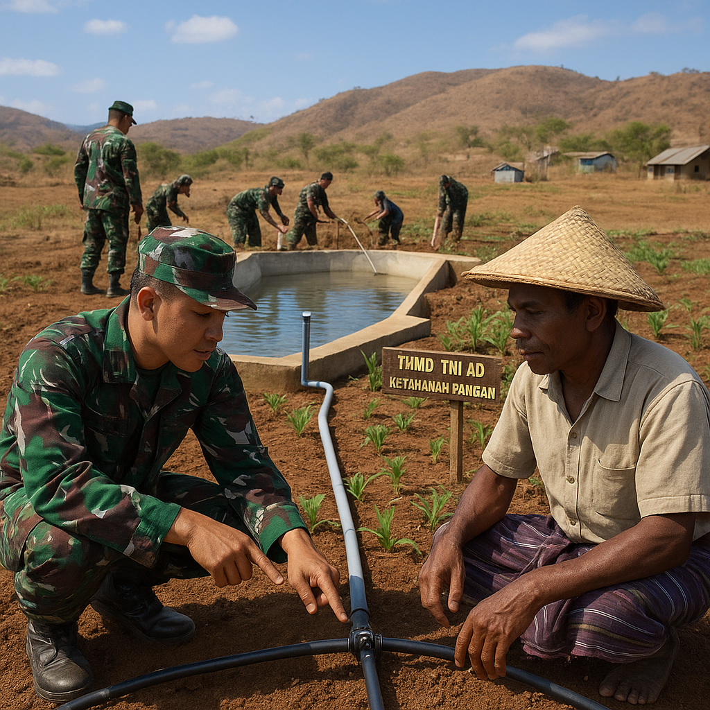TNI AD Bantu Bangun Embung dan Sistem Irigasi Tetes di Lahan Marginal NTT