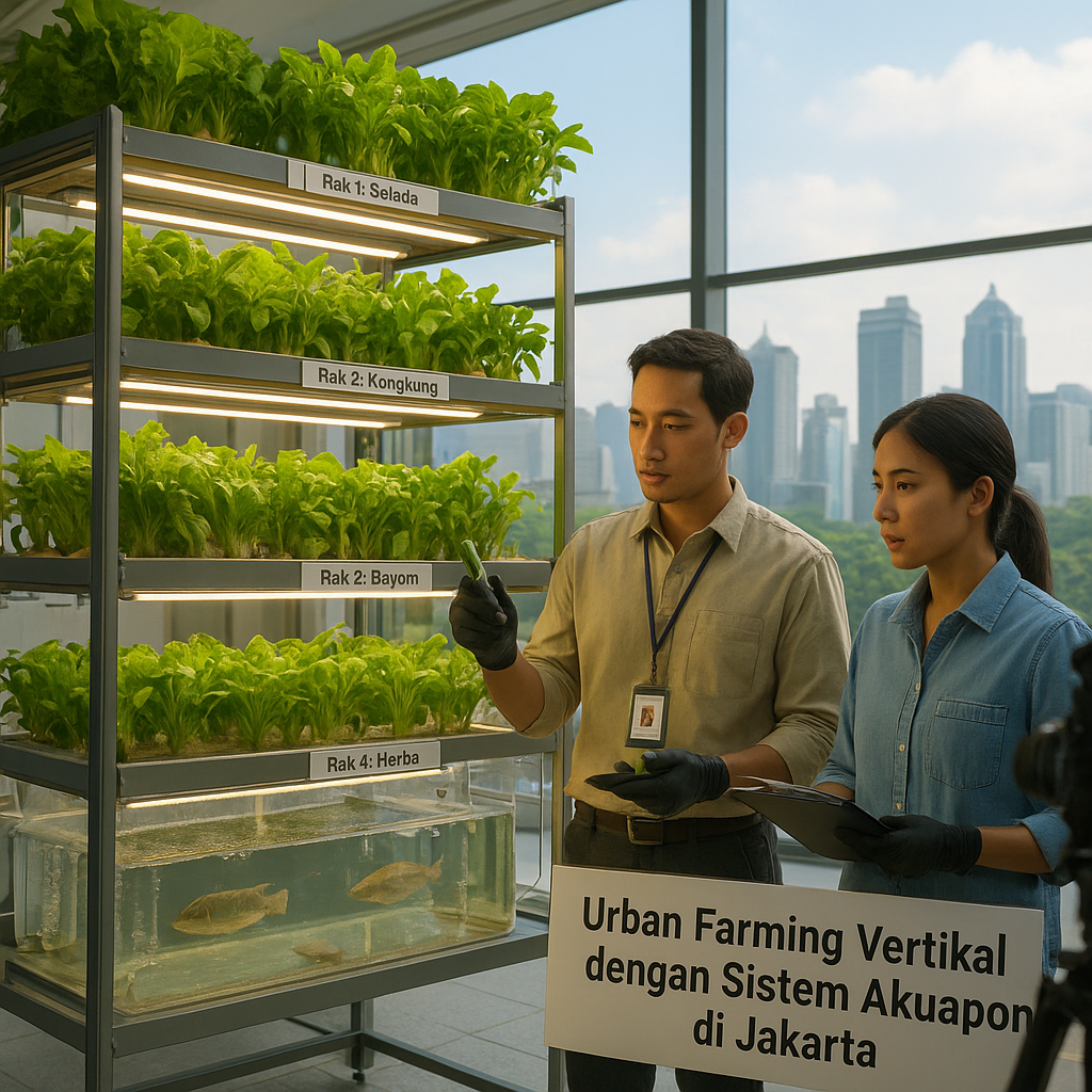 Urban Farming Vertikal dengan Sistem Akuaponik di Jakarta: Memanfaatkan Gedung Perkantoran untuk Ketahanan Pangan Perkotaan