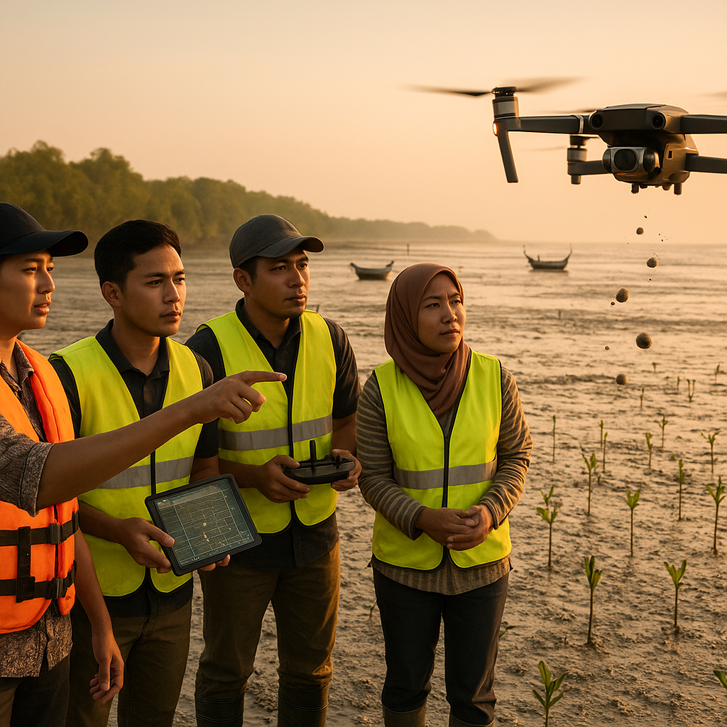 Drone untuk Penanaman Mangrove di Pesisir Demak: Teknologi Tingkatkan Skala dan Keakuratan Rehabilitasi