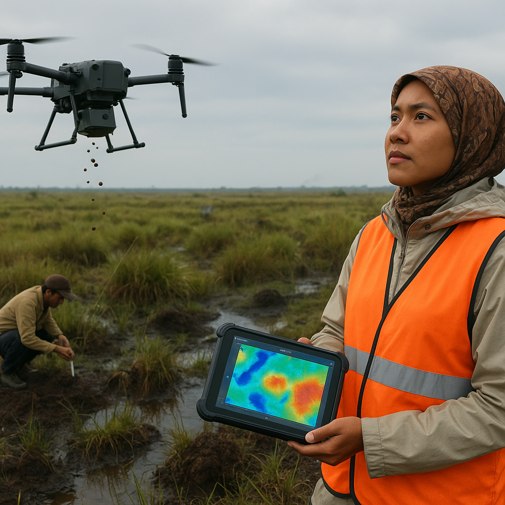 Penggunaan Drone untuk Sebar Benih dan Pemetaan Lahan Gambut Guna Cegah Kebakaran