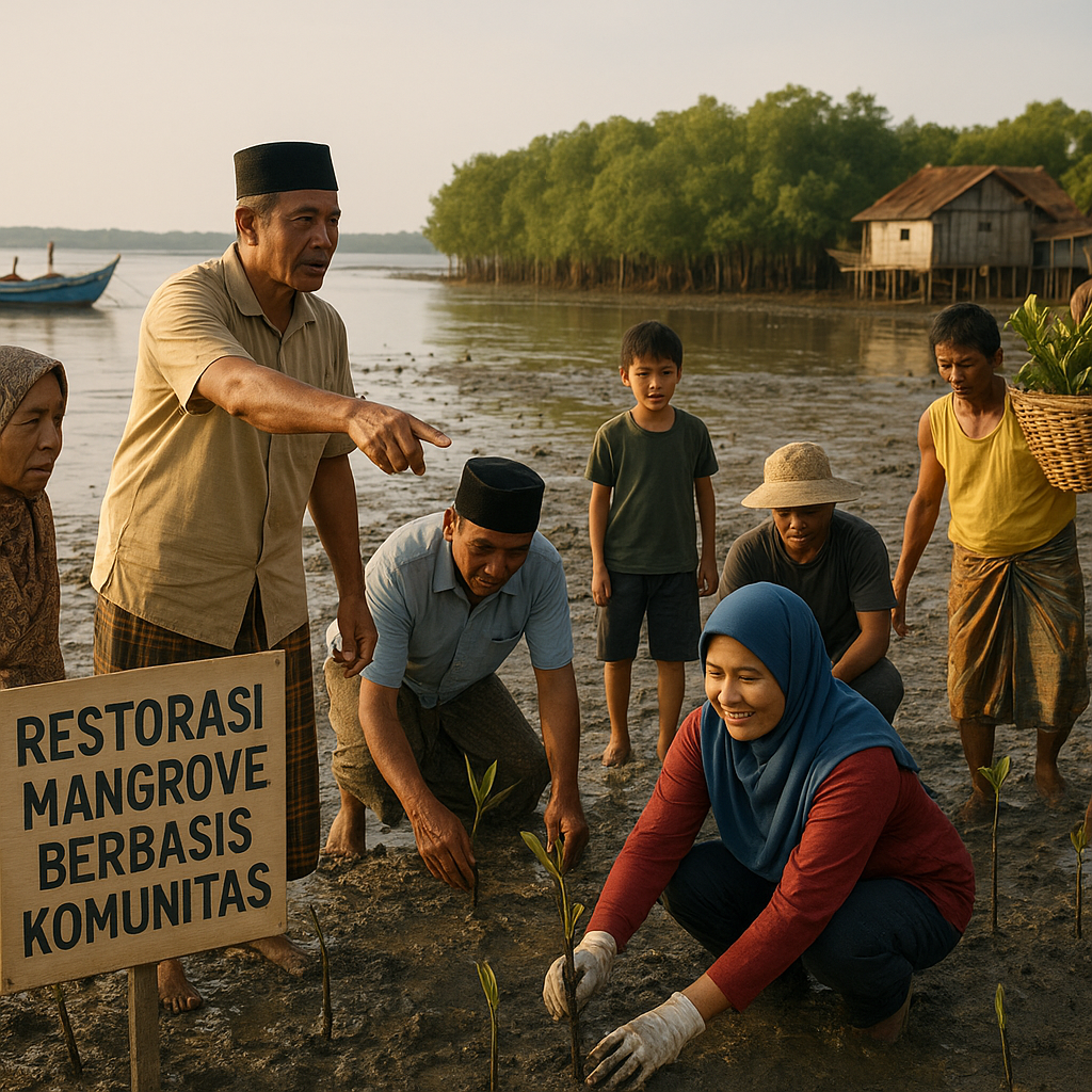 Restorasi Mangrove Berbasis Komunitas di Pesisir Jawa Menjadi Model Ketahanan Iklim