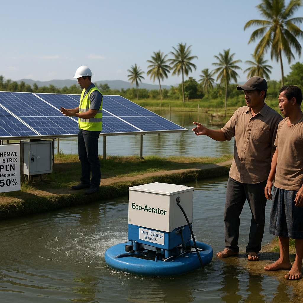 Pemanfaatan Panel Surya Hybrid untuk Efisiensi Budidaya Tambak Udang Ramah Iklim