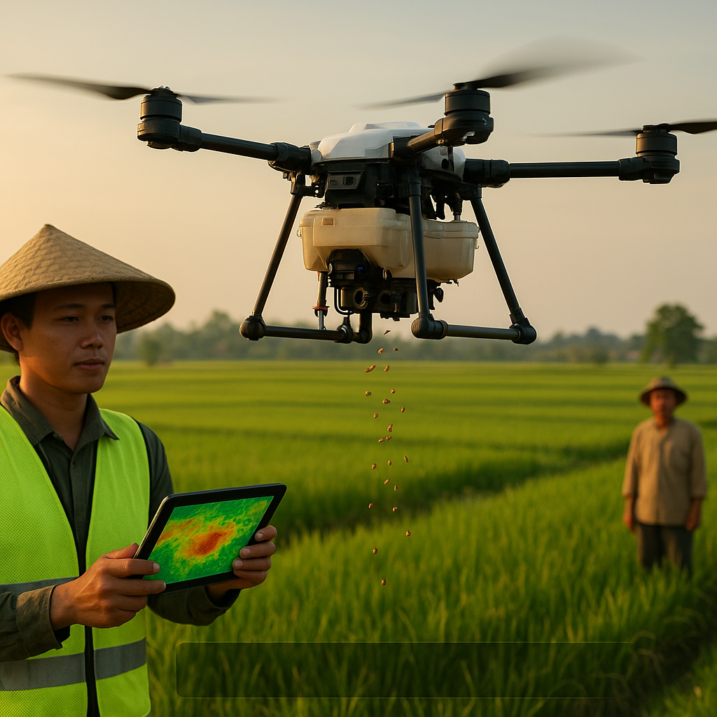 Drone Penebar Benih dan Pemantau Kesehatan Tanaman untuk Pertanian Presisi