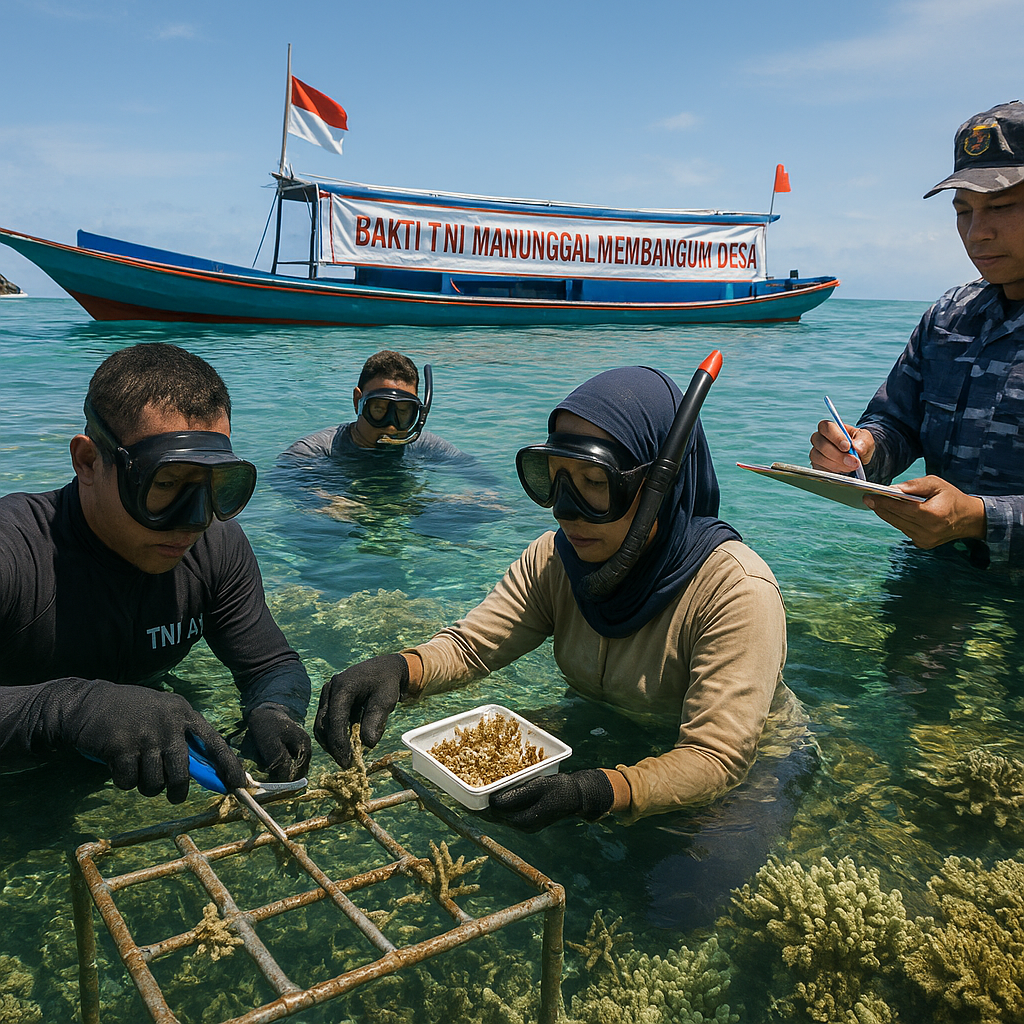 Kolaborasi TNI AL dan Masyarakat Pulihkan Terumbu Karang dengan Teknologi Transplantasi