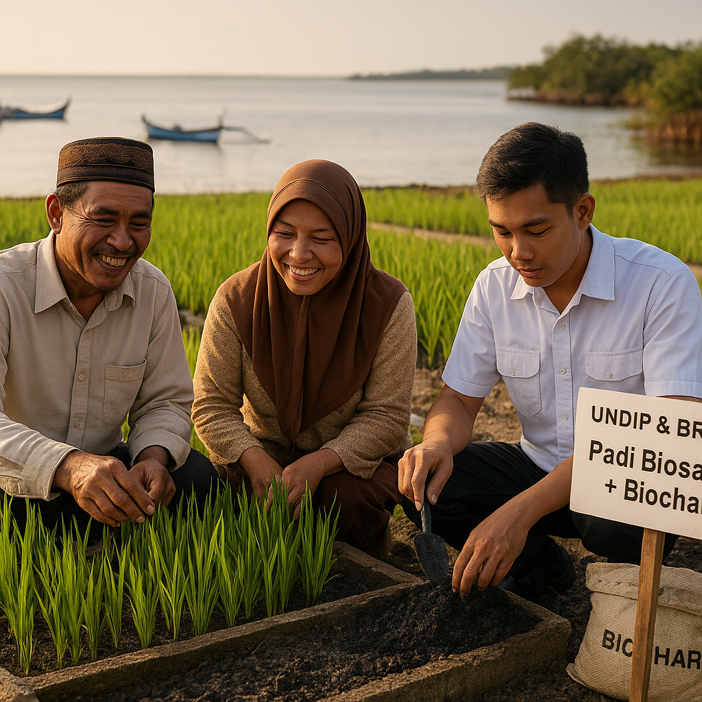 Padi Biosalin dan Biochar, Solusi Pertanian Adaptif untuk Lahan Pesisir Salin