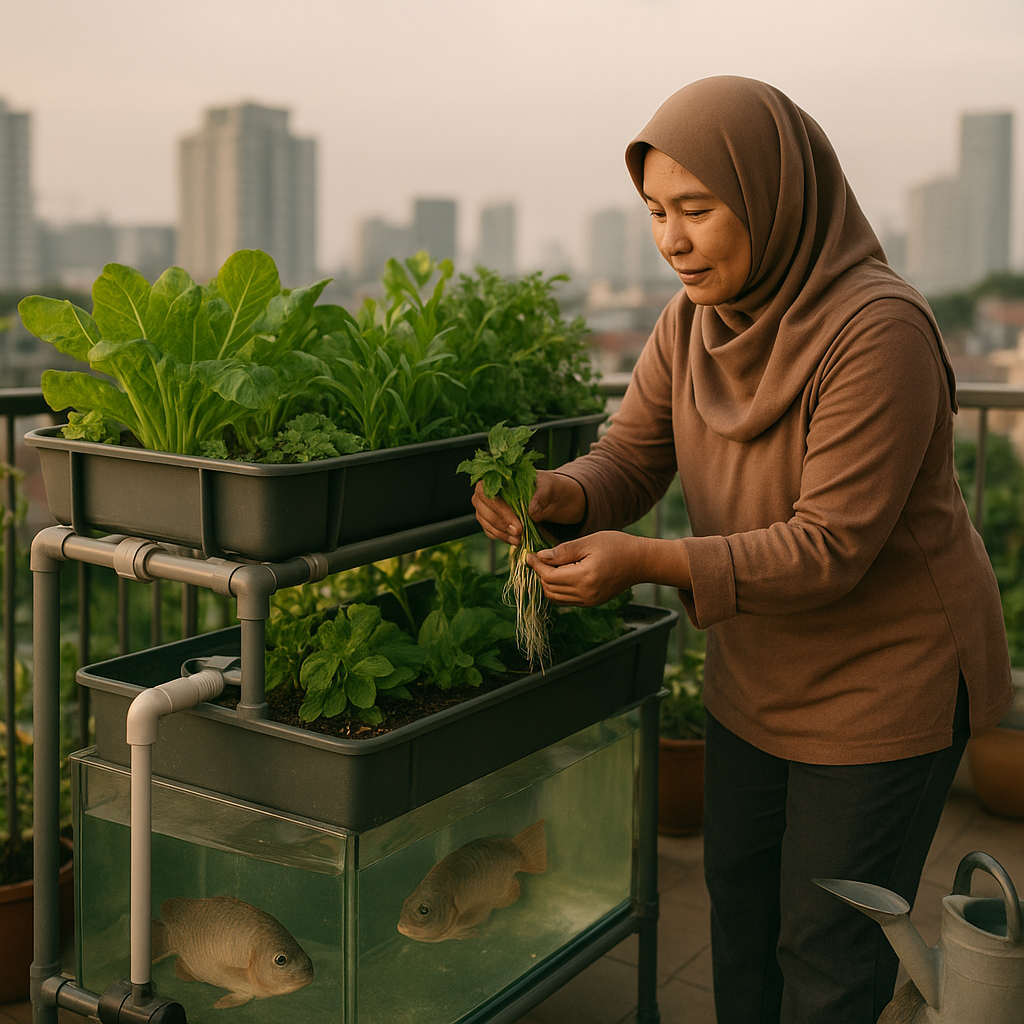 Sistem Akuaponik Skala Rumah Tangga untuk Urban Farming di Perkotaan