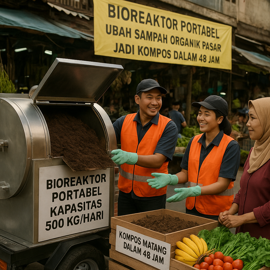 Bioreaktor Portabel Ubah Sampah Organik Pasar Jadi Kompos dalam 48 Jam