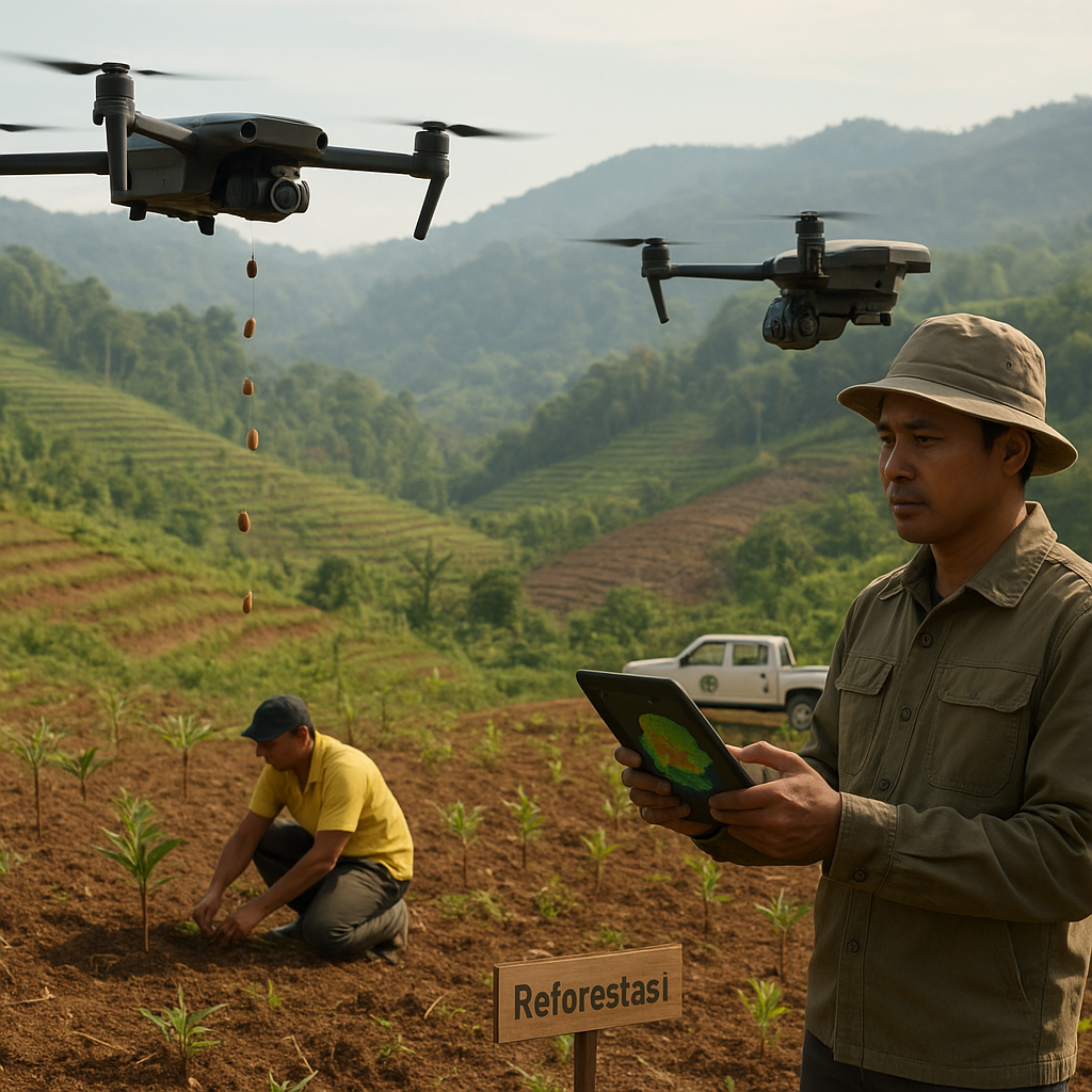 Drone Penebar Benih dan Pemantau Kesehatan Tanaman untuk Reforestasi dan Pertanian Presisi