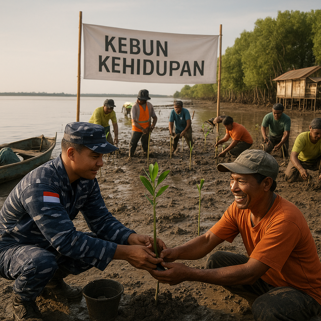 Program 'Kebun Kehidupan' TNI AL Pulihkan Ekosistem Mangrove dan Berdayakan Nelayan