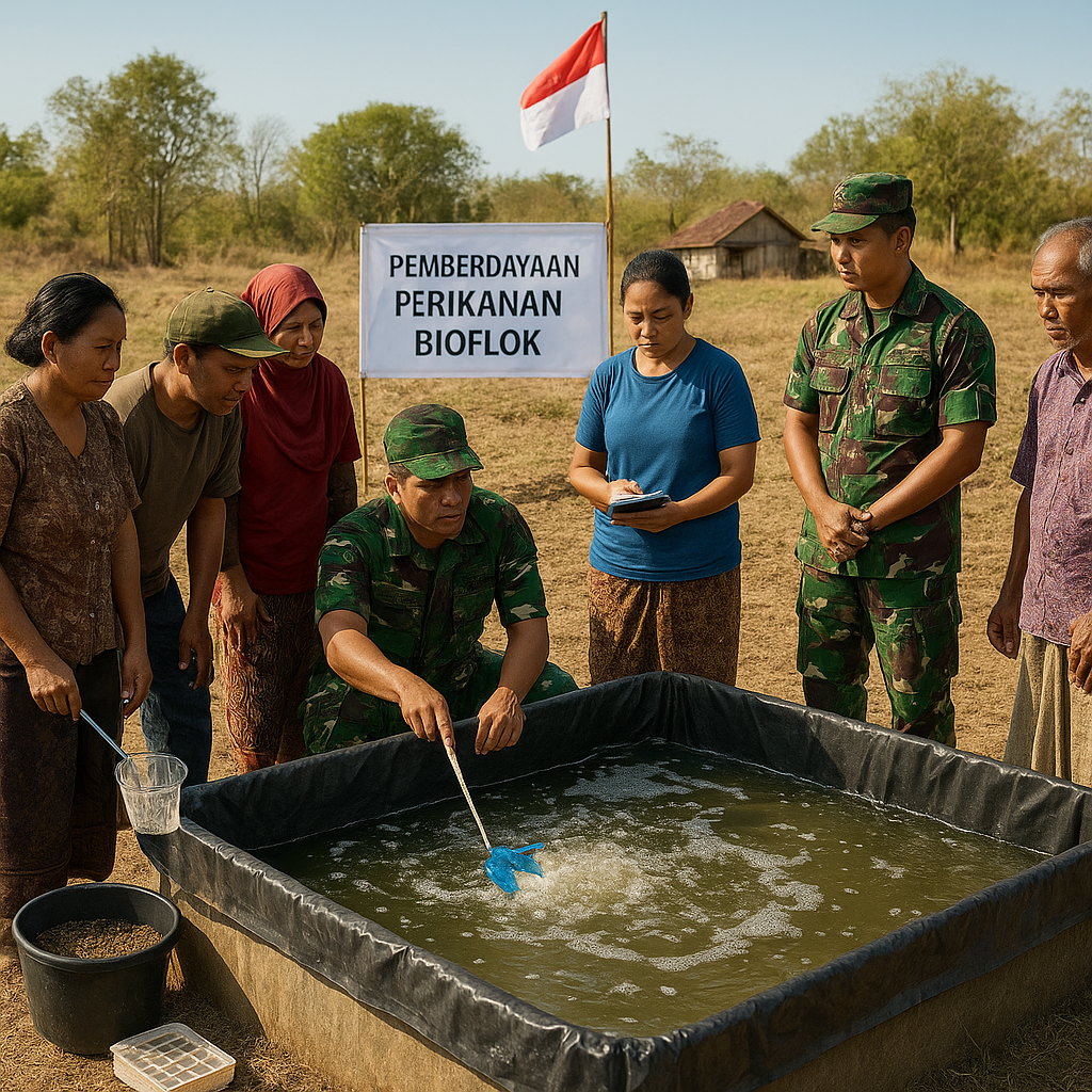 Kolaborasi TNI AD dengan Masyarakat Kembangkan Perikanan Darat Berbasis Bioflok di Lahan Marjinal