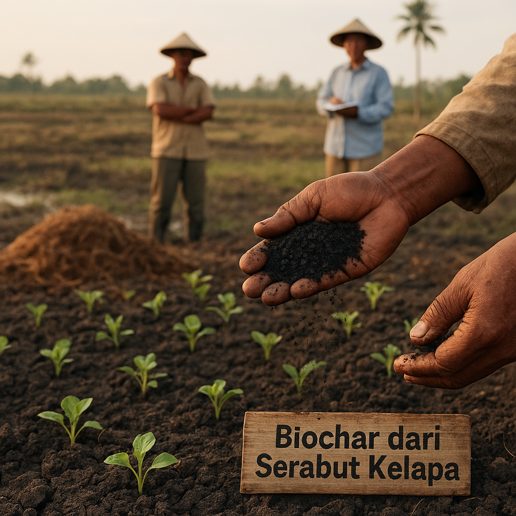 Biochar dari Serabut Kelapa Tumbuhkan Pertanian di Lahan Gambut yang Terdegradasi