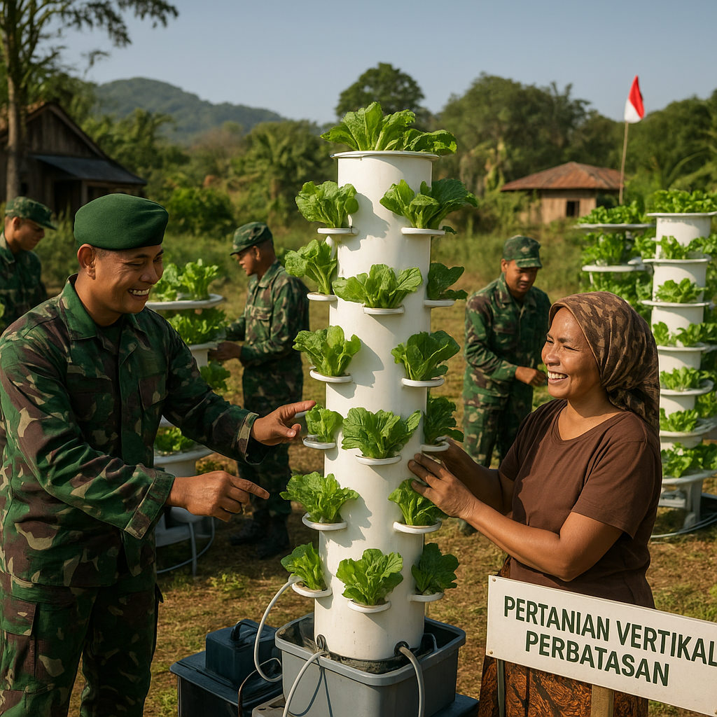 TNI AD Kolaborasi dengan Petani Kembangkan Lahan Pertanian Vertikal di Perbatasan