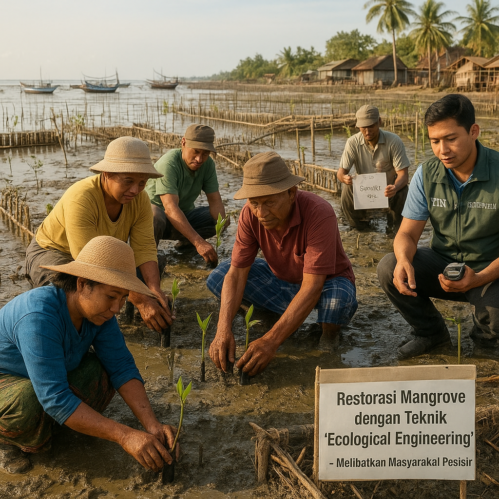 Restorasi Mangrove dengan Teknik 'Ecological Engineering' Melibatkan Masyarakat Pesisir