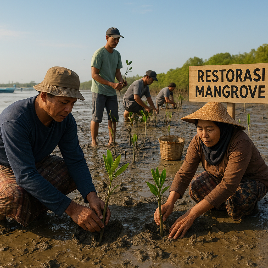 Restorasi Mangrove Berbasis Komunitas di Pesisir Jawa Timur Pulihkan Ekosistem dan Lindungi Desa dari Abrasi