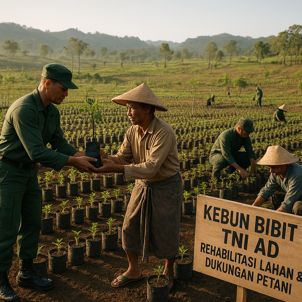 TNI AD Kembangkan Kebun Bibit Ratusan Hektar untuk Rehabilitasi Lahan dan Dukung Petani