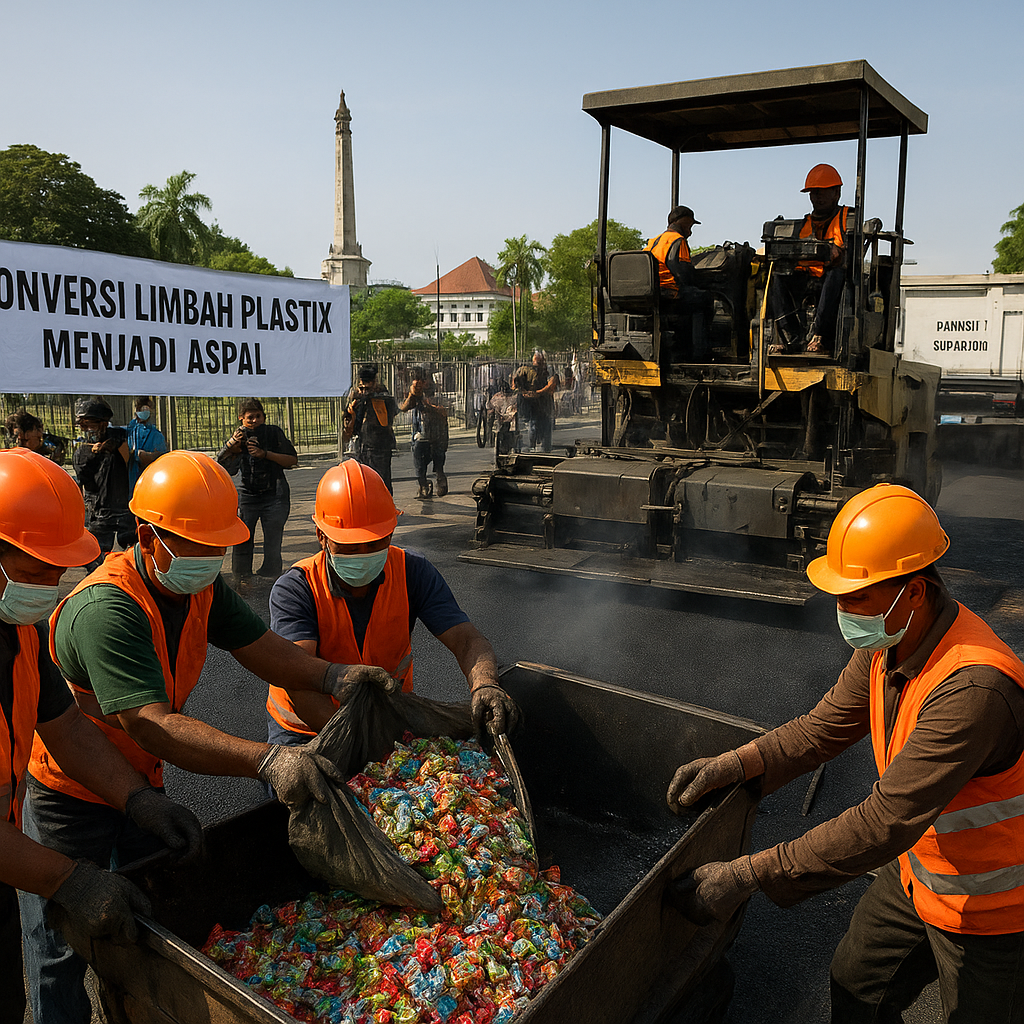 Konversi Limbah Plastik menjadi Bahan Aspal di Kota Surabaya