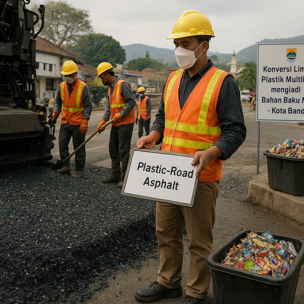 Konversi Limbah Plastik Multilayer Menjadi Bahan Baku Aspal di Kota Bandung