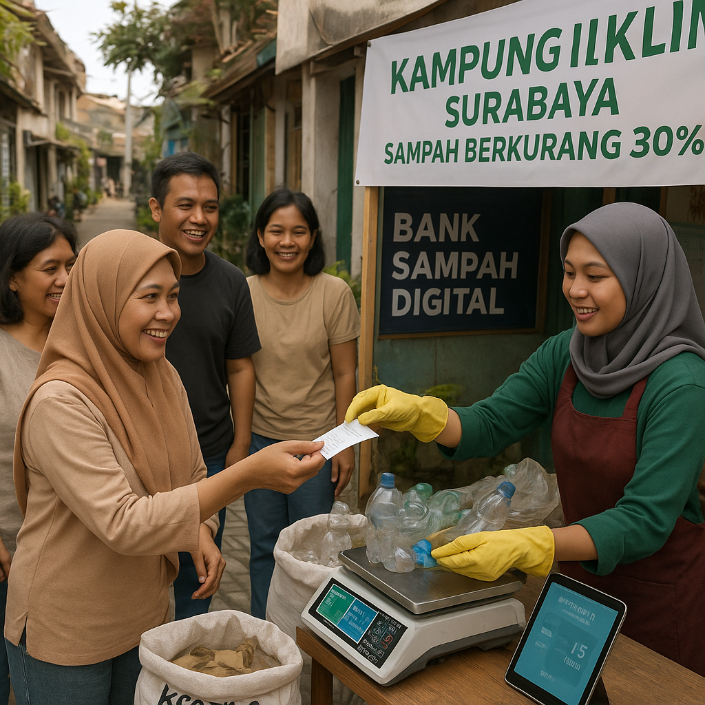Kampung Iklim di Surabaya Sukses Kurangi Sampah 30% dengan Bank Sampah Digital