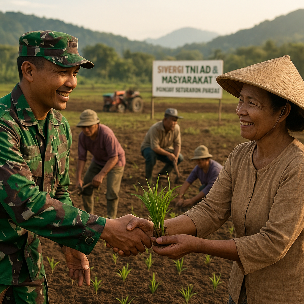 Kolaborasi TNI AD dengan Masyarakat Garap Lahan Tidur untuk Perkuat Ketahanan Pangan Nasional