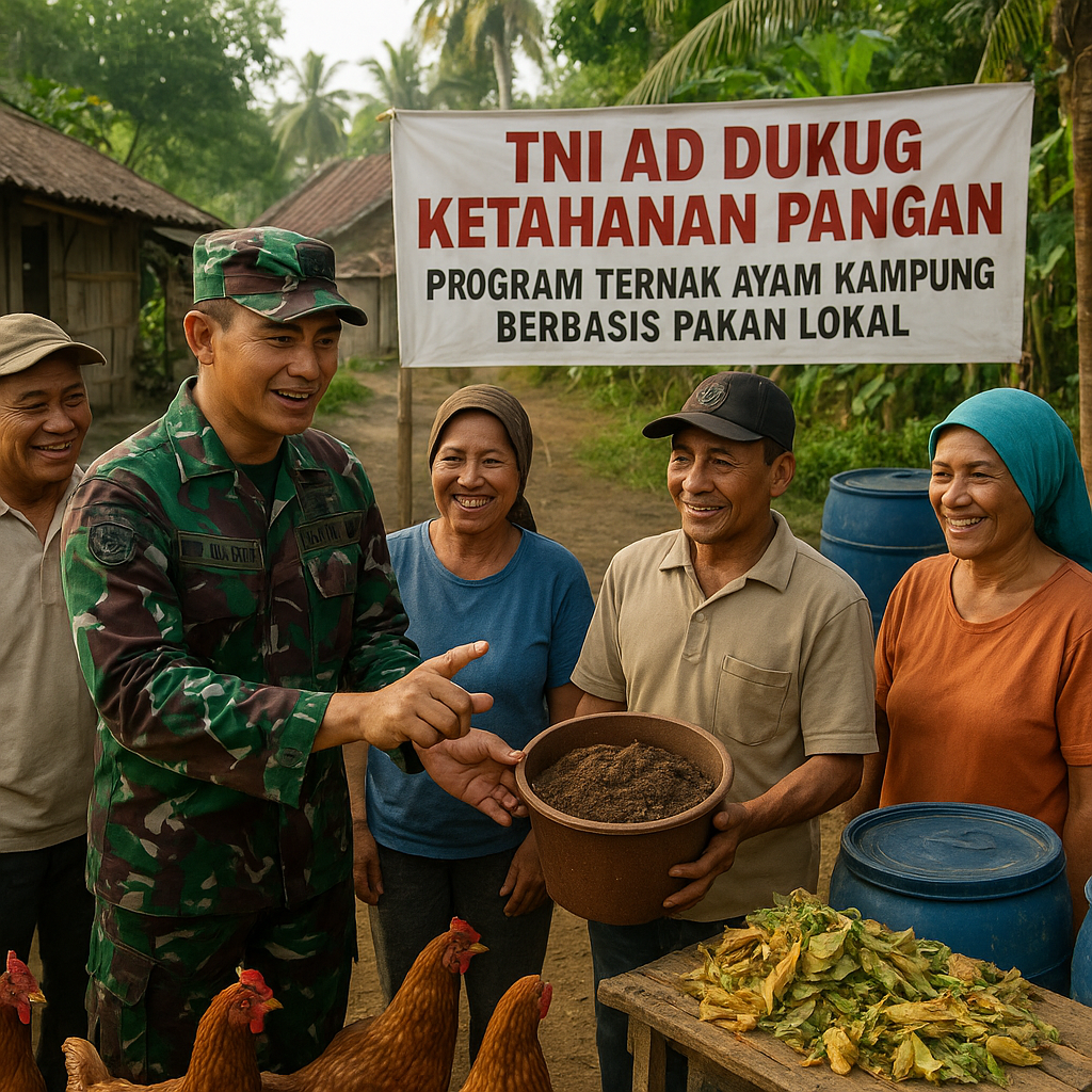TNI AD Dukung Ketahanan Pangan dengan Program Ternak Ayam Kampung Berbasis Pakan Lokal