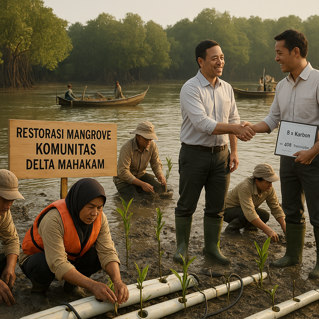 Restorasi Mangrove Berbasis Komunitas di Delta Mahakam Serap 3 Kali Lipat Karbon
