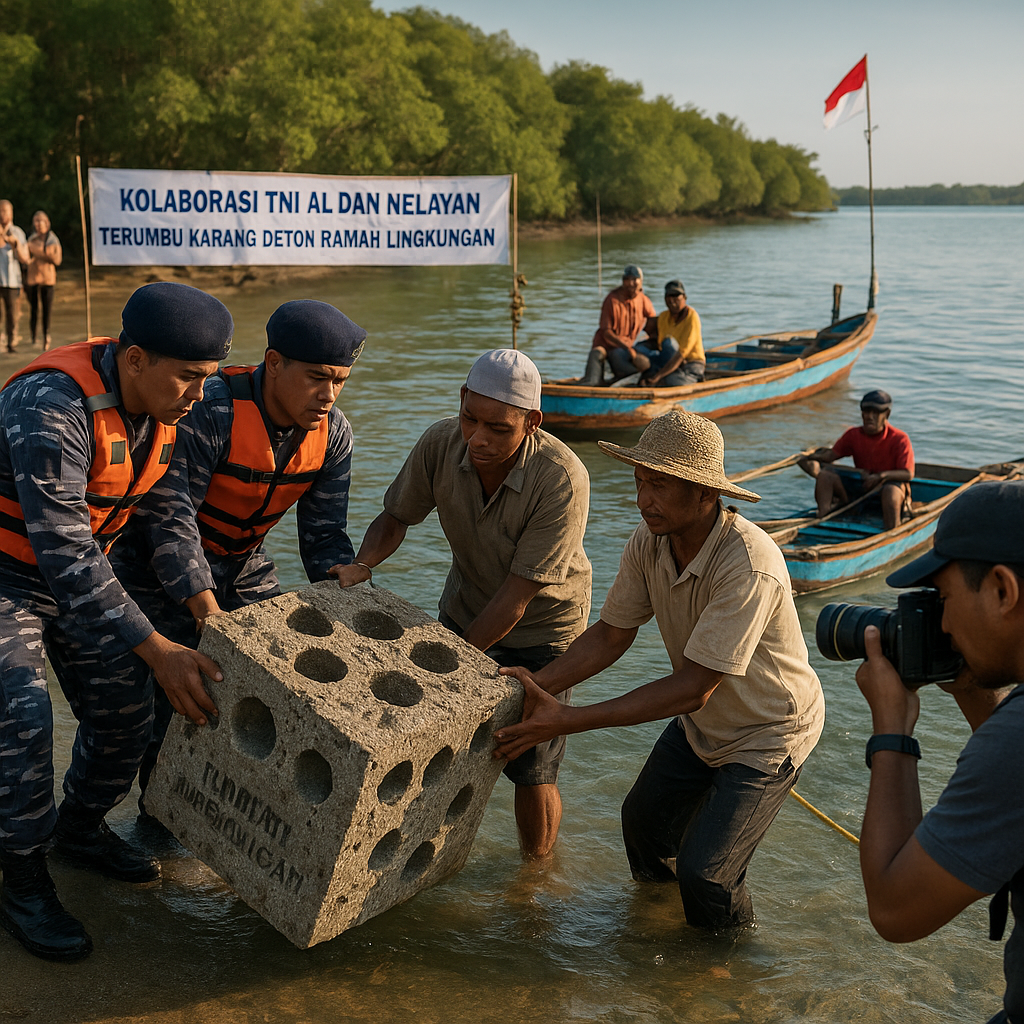 Kolaborasi TNI AL dan Nelayan Kembangkan Terumbu Karang Buatan dari Beton Ramah Lingkungan untuk Perbaikan Ekosistem