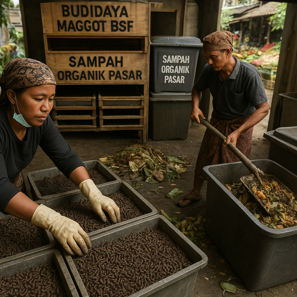 Budi Daya Maggot BSF Skala Industri Kecil Tangani Sampah Organik Pasar Tradisional