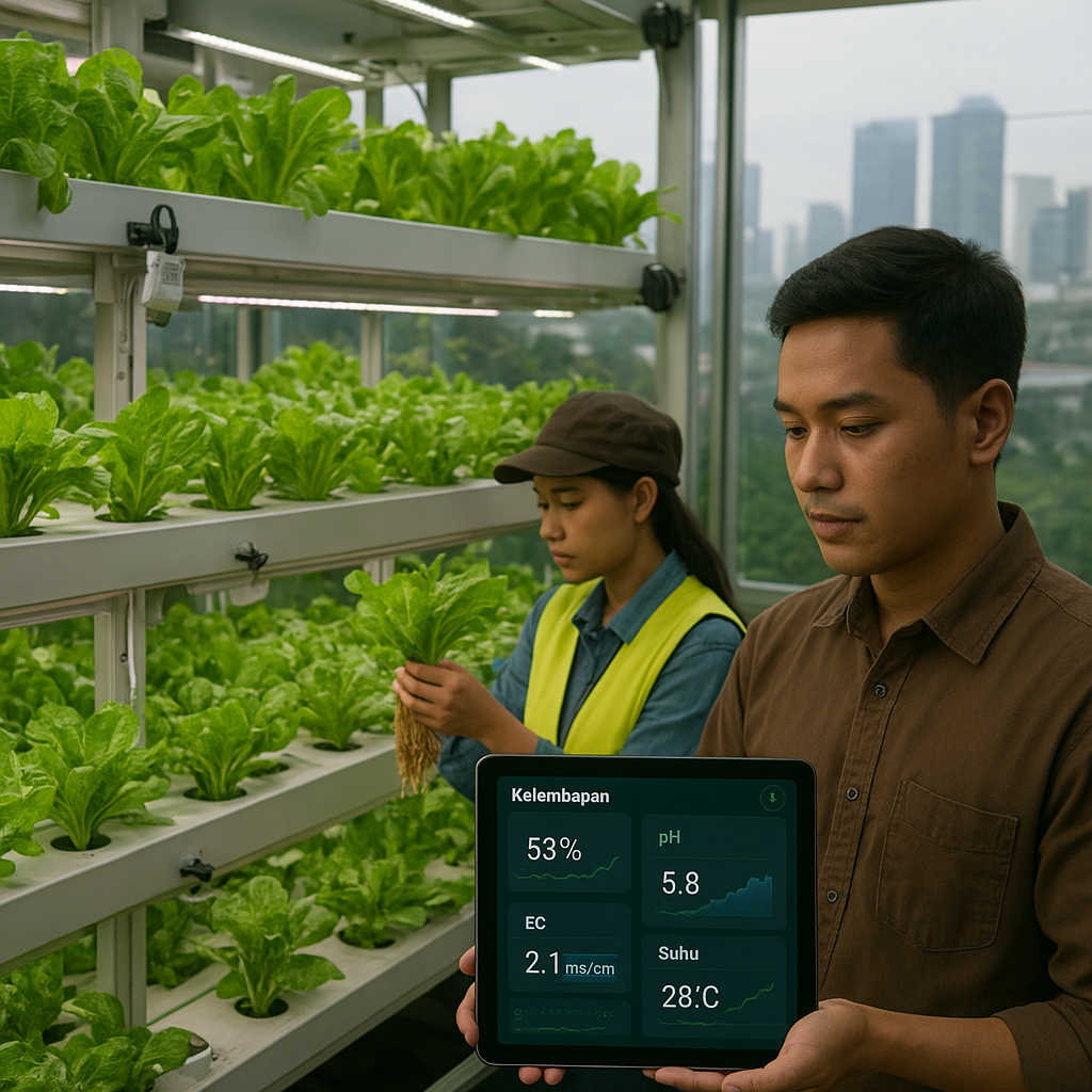 Vertical Farming dengan Sistem Hydroponik Berbasis IoT di Perkotaan untuk Ketahanan Pangan Lokal
