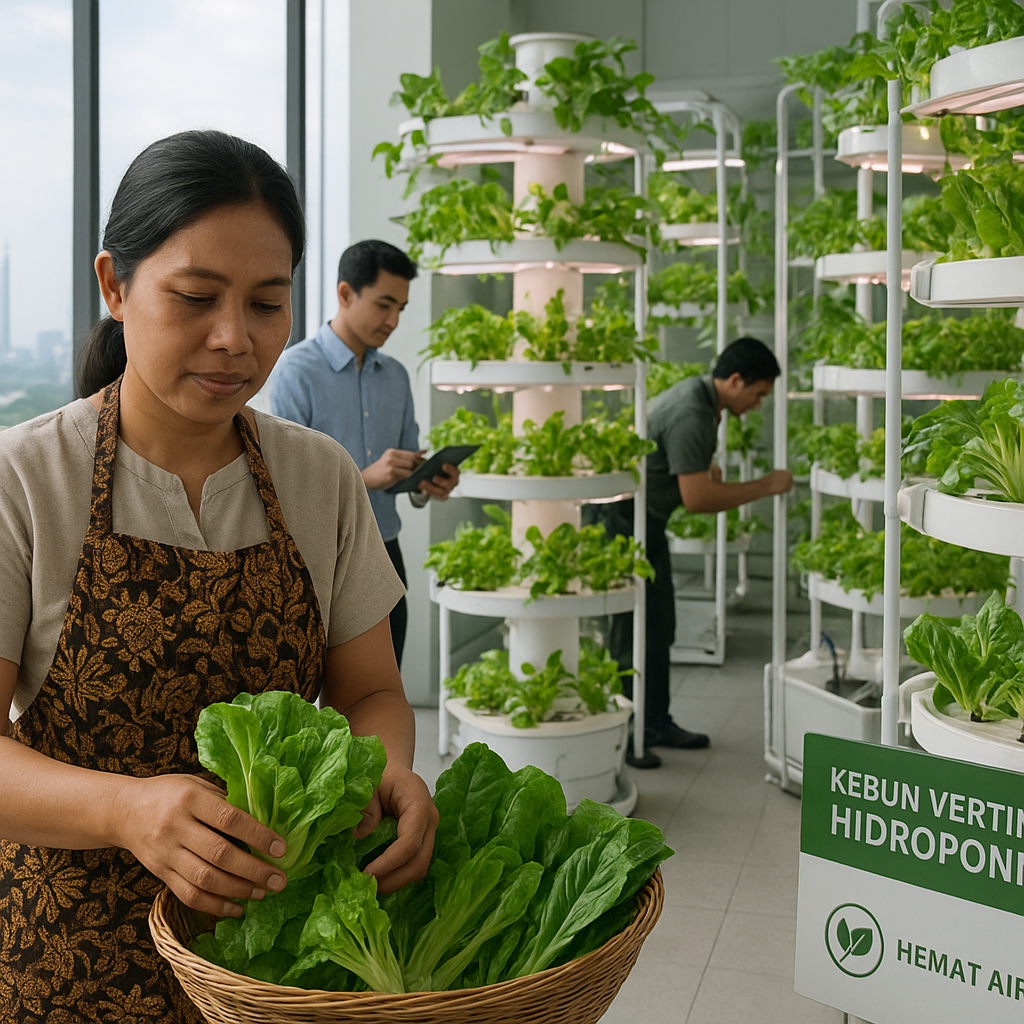 Kebun Vertikal Hidroponik di Gedung Perkantoran Jakarta Sediakan Sayuran untuk Kantin Karyawan