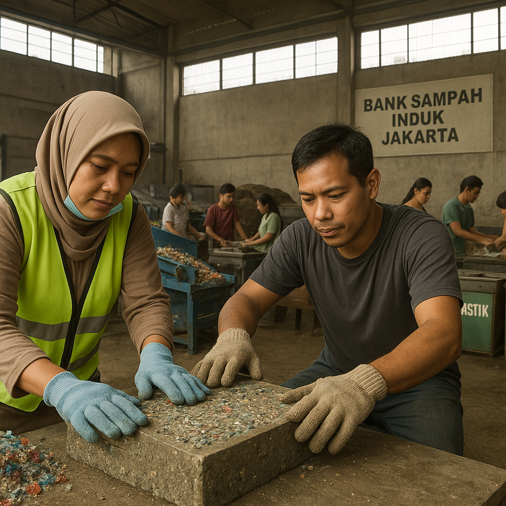 Warga Jakarta Ubah Sampah Jadi Paving Block dan Kompos lewat Bank Sampah Induk