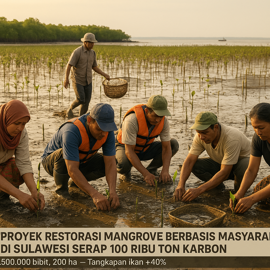 Proyek Restorasi Mangrove Berbasis Masyarakat di Sulawesi Serap 100 Ribu Ton Karbon