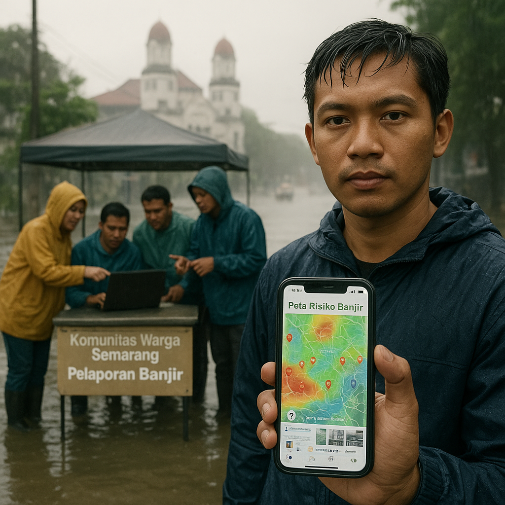 Aplikasi peta risiko banjir berbasis crowdsourcing dan AI untuk komunitas di Semarang