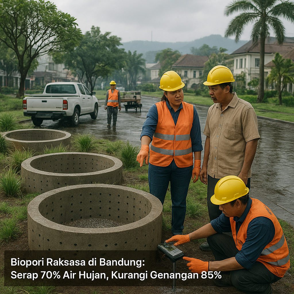 Biopori Raksasa di Bandung Mampu Serap 70% Air Hujan dan Cegah Banjir