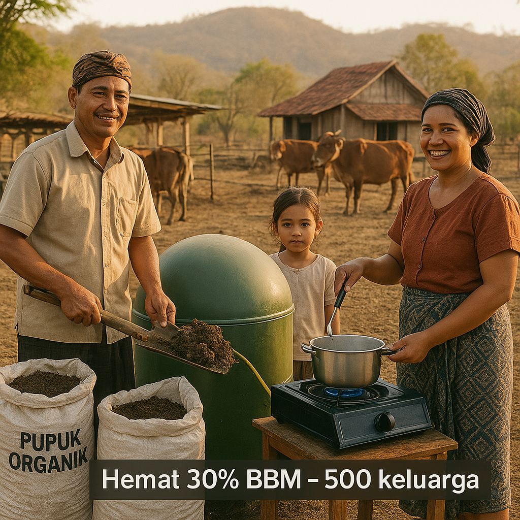 Biogas dari Kotoran Sapi di Desa Nusa Tenggara Timur Hemat 30% BBM Rumah Tangga
