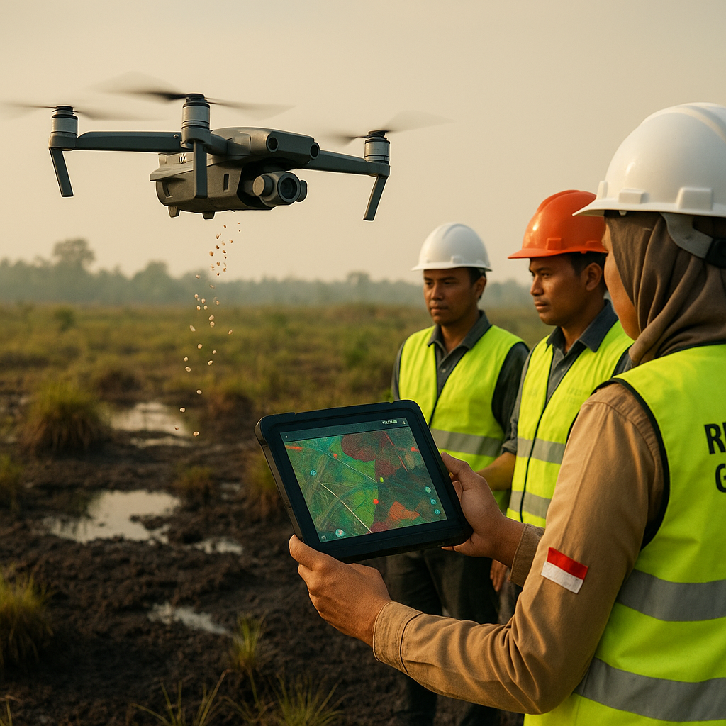 Drone Sebar Benih dan Pemetaan Gambut Bantu Restorasi Ekosistem Riau