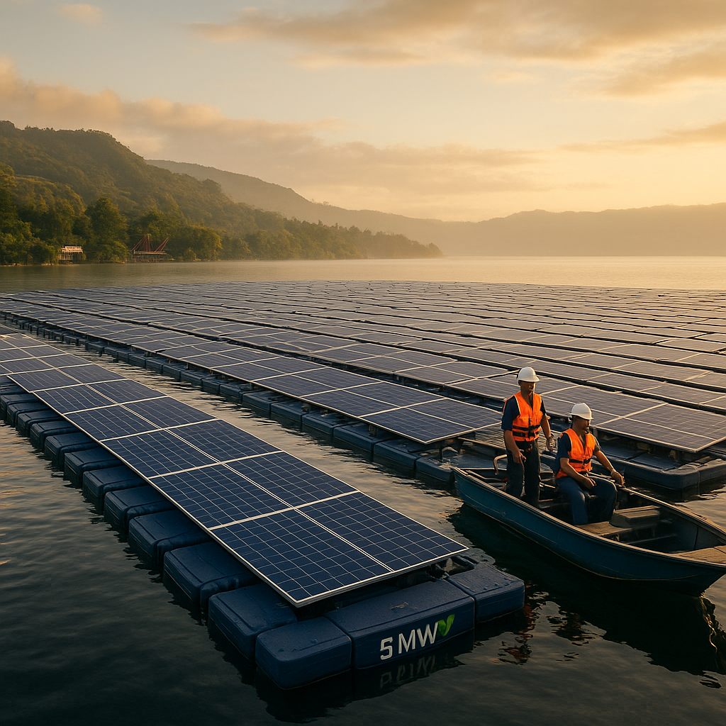 TEKNO: Panel Surya Apung di Danau Toba Hasilkan Listrik untuk 5.000 Rumah