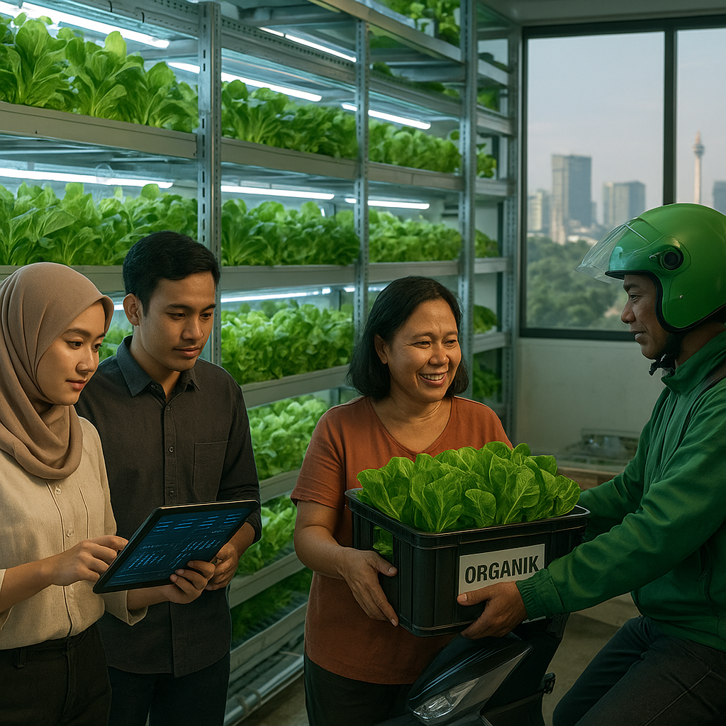 Urban Farming Vertikal Otomatis di Jakarta Hasilkan Sayuran Organik untuk Warung Lokal