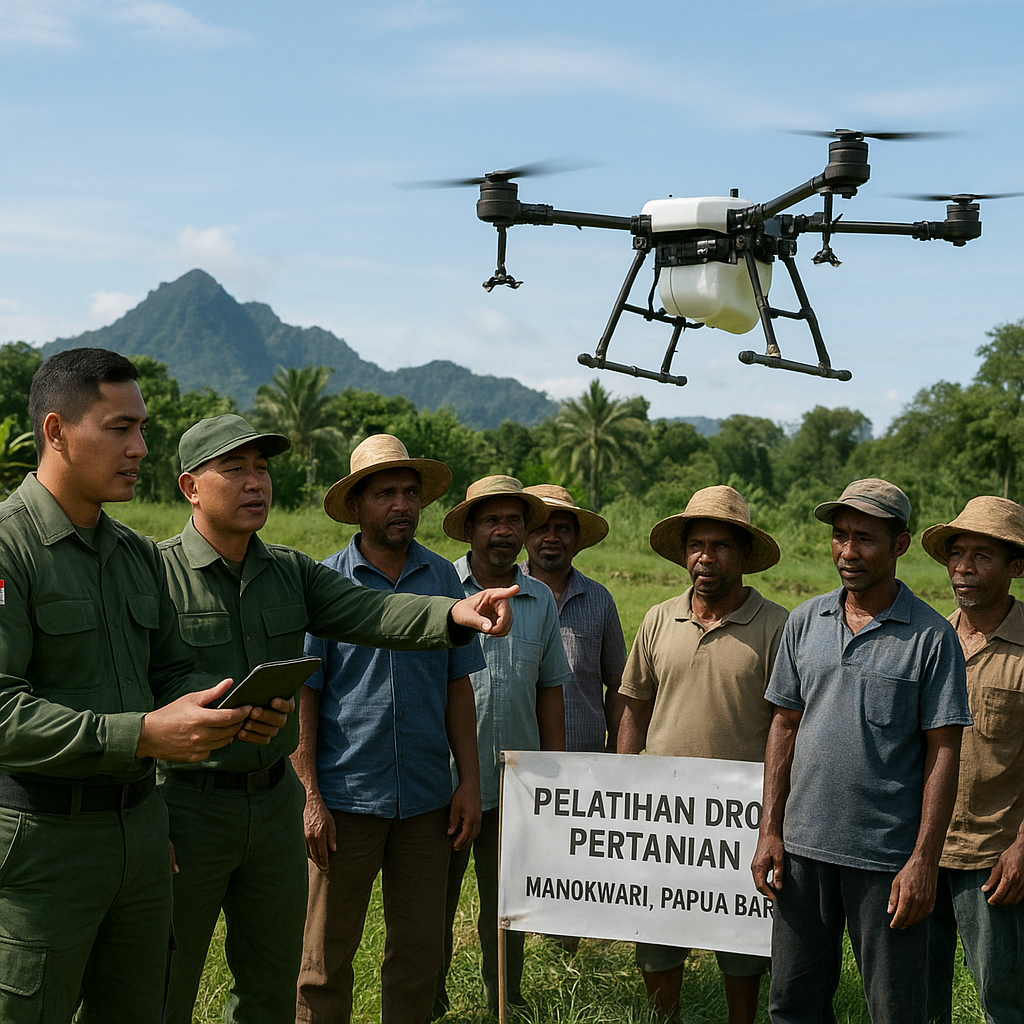 TNI AD Latih Petani di Papua Barat Gunakan Drone untuk Pemupukan Presisi