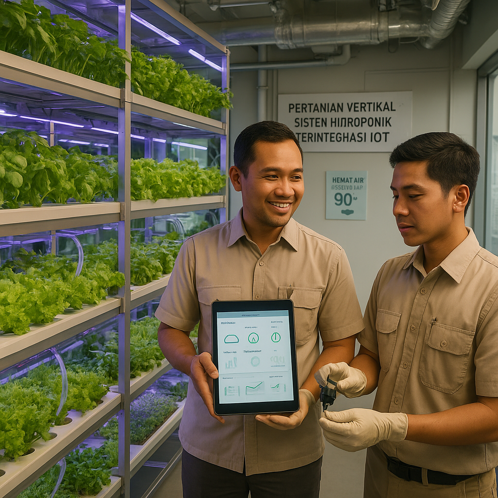 Vertical Farming dengan Sistem Hidroponik Terintegrasi IoT di Perkotaan Padat