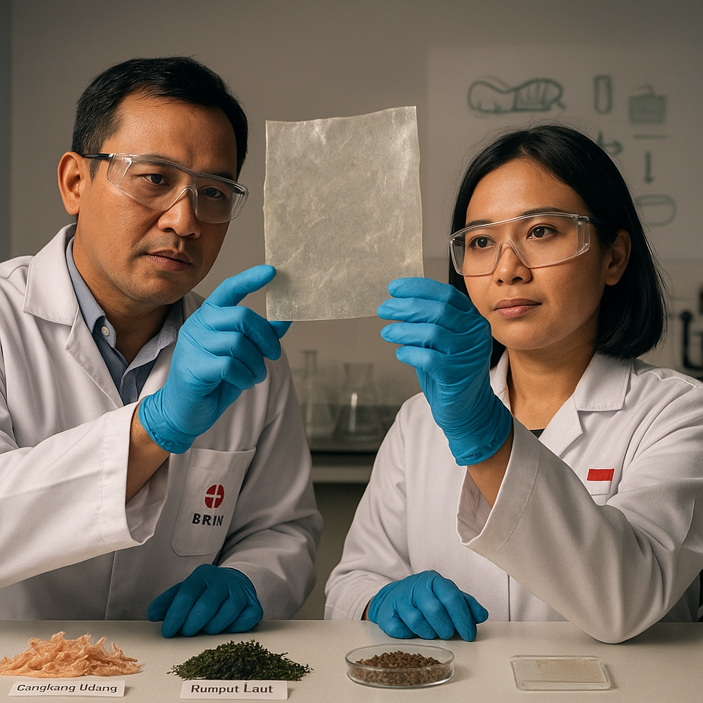 Peneliti BRIN Kembangkan Bioplastik Ramah Lingkungan dari Limbah Udang dan Rumput Laut