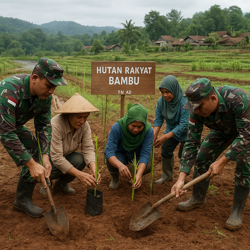 TNI AD Kembangkan Hutan Rakyat Berbasis Bambu untuk Ketahanan Pangan dan Mitigasi Banjir