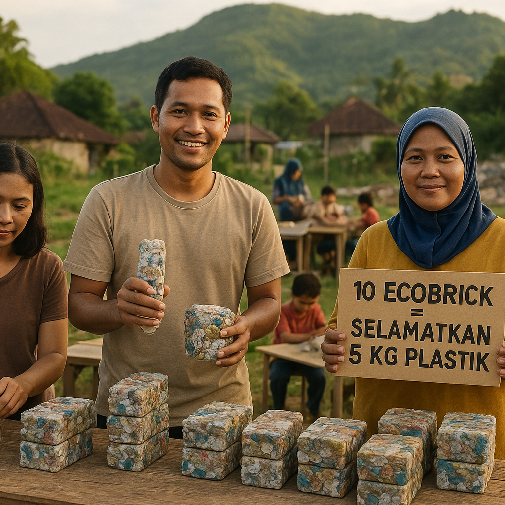 Ecobrick dari Sampah Plastik Kemasan di Lombok Jadi Bata Ramah Lingkungan
