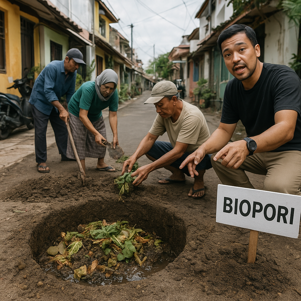 Biopori Multifungsi: Solusi Drainase dan Pupuk Organik di Perumahan Padat